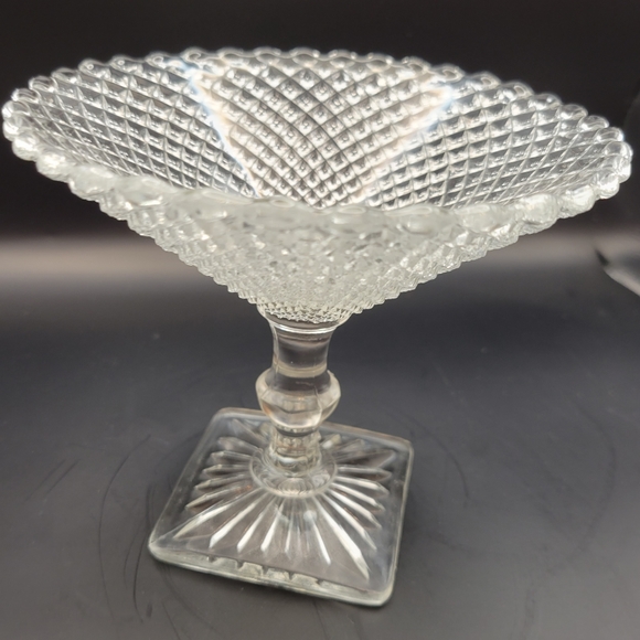 Vintage Miss America Clear Glass 4 3/4in Tall Pedestal Candy Dish Compote - Picture 3 of 9